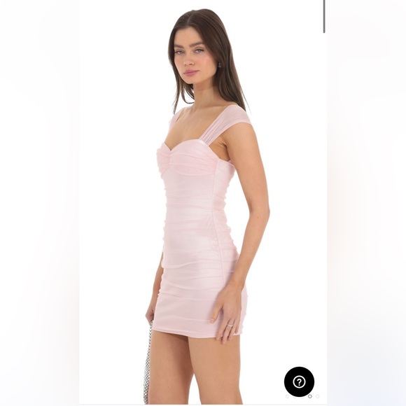 NEW! LUCY IN THE SKY Mesh Ruched Bodycon Dress in Pink - Picture 2 of 5